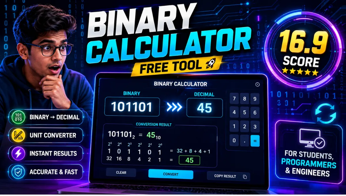 Free Binary Calculator with Binary toDecimal Value Converter and Unit Converter